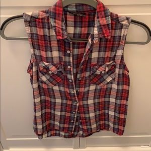 TopShop plaid button down tank